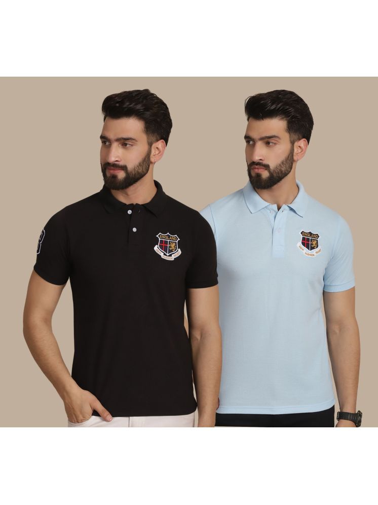     			NVI Sky Blue Cotton Regular Fit Men's Sports Polo T-Shirt ( Pack of 2 )