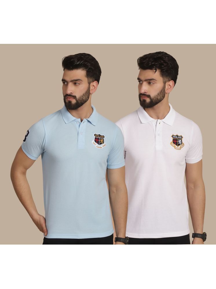     			NVI White Cotton Regular Fit Men's Sports Polo T-Shirt ( Pack of 2 )