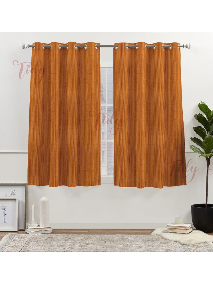     			Tidy Vertical Striped Room Darkening Eyelet Curtain 5 ft ( Pack of 2 ) - Orange