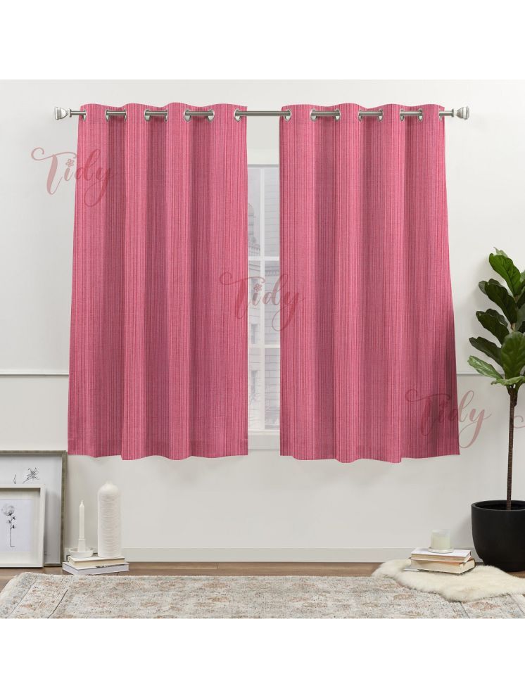     			Tidy Vertical Striped Room Darkening Eyelet Curtain 5 ft ( Pack of 2 ) - Pink