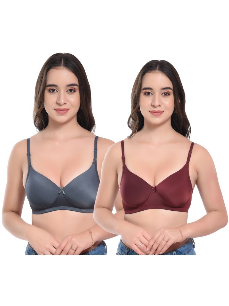     			Viral Girl Dark Grey Lycra Heavily Padded Women's Push Up Bra ( Pack of 2 )