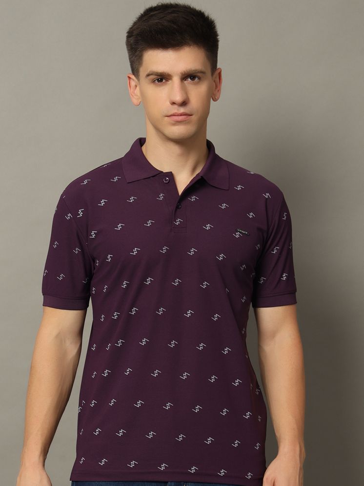     			WESTMAN Cotton Blend Regular Fit Printed Half Sleeves Men's Polo T Shirt - Purple ( Pack of 1 )