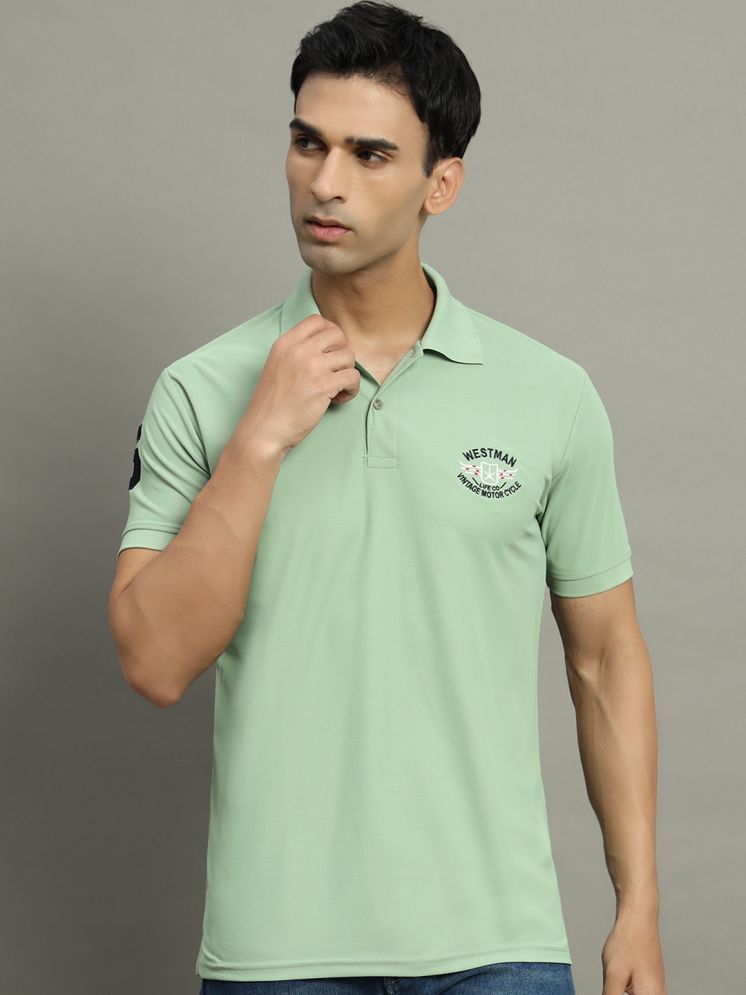     			WESTMAN Cotton Blend Regular Fit Embroidered Half Sleeves Men's Polo T Shirt - Sea Green ( Pack of 1 )