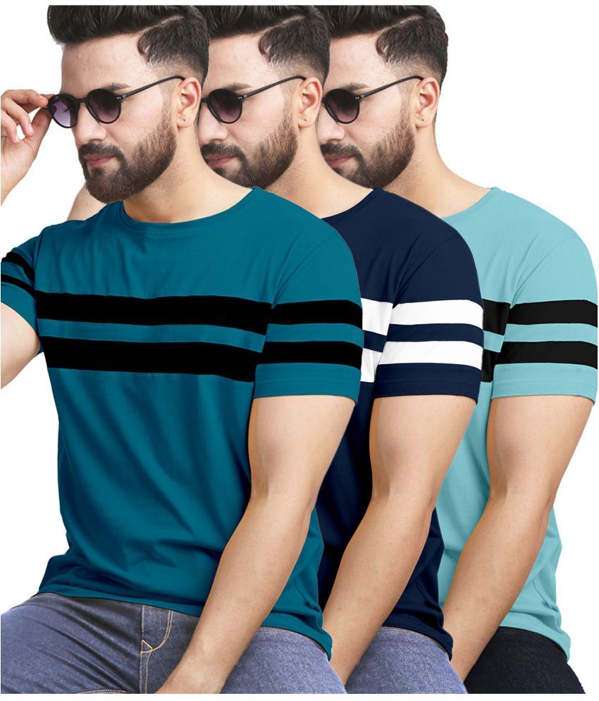     			AUSK Pack of 3 Cotton Blend Regular Fit Men's T-Shirt ( Multicolor )