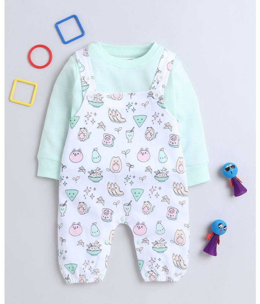     			BUMZEE Mint Green Cotton Dungarees For Baby Girl ( Pack of 1 )