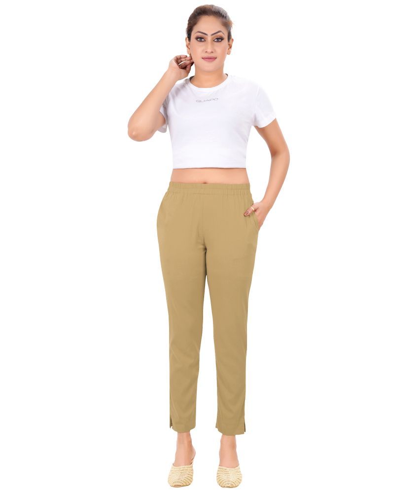     			Colorscube Camel Viscose Slim Women's Casual Pants ( Pack of 1 )