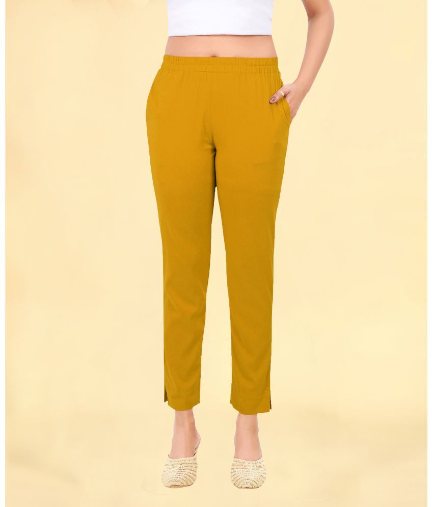     			Colorscube Mustard Viscose Slim Women's Casual Pants ( Pack of 1 )