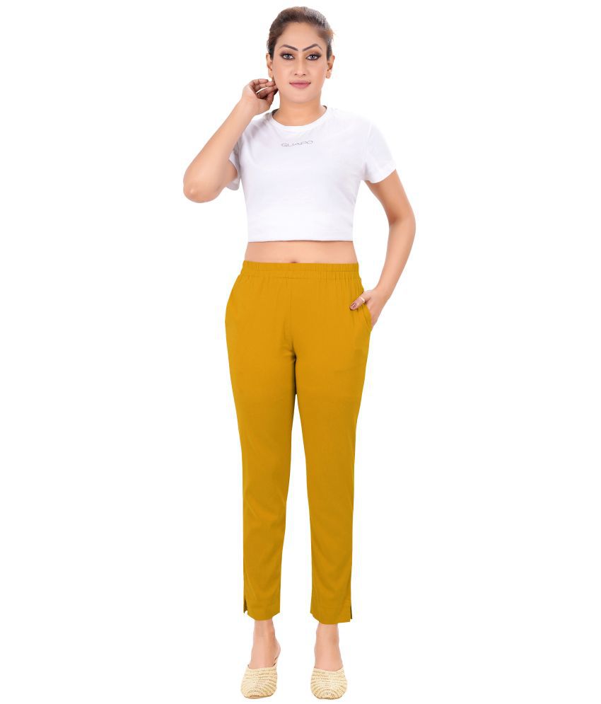     			Colorscube Mustard Viscose Slim Women's Casual Pants ( Pack of 1 )