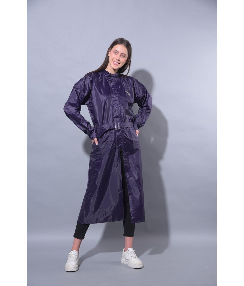     			Dollar Polyester Long Raincoat - Blue