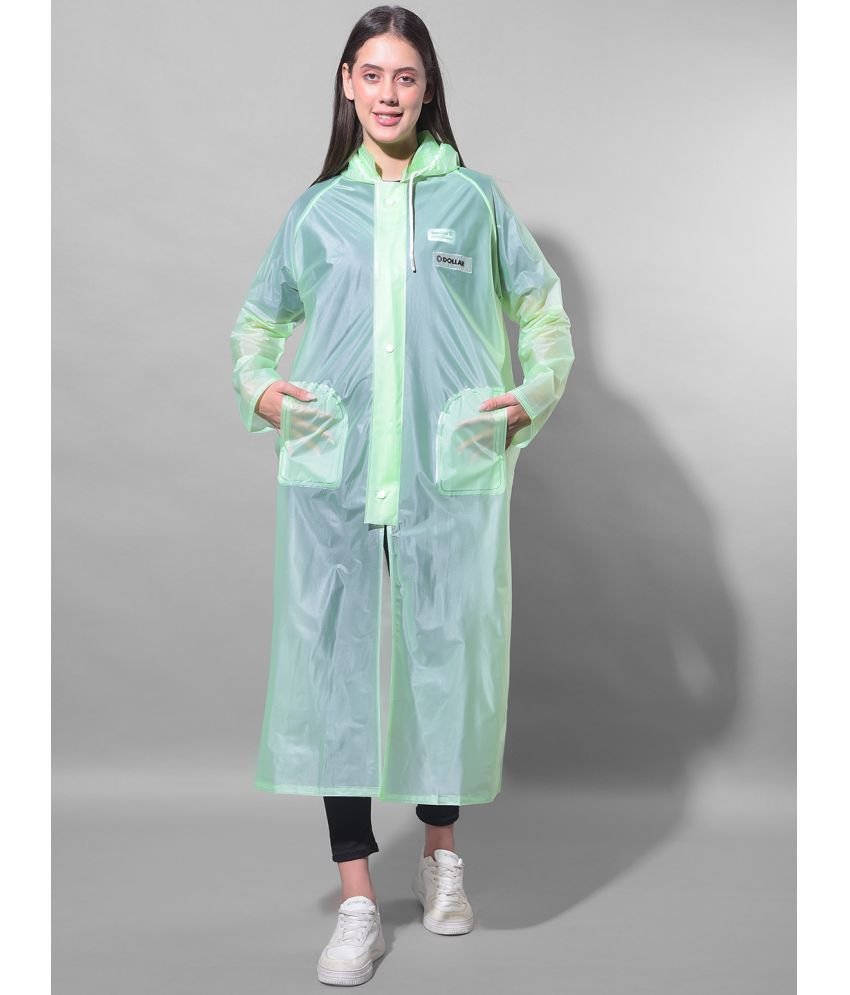     			Dollar Polyester Long Raincoat - Green