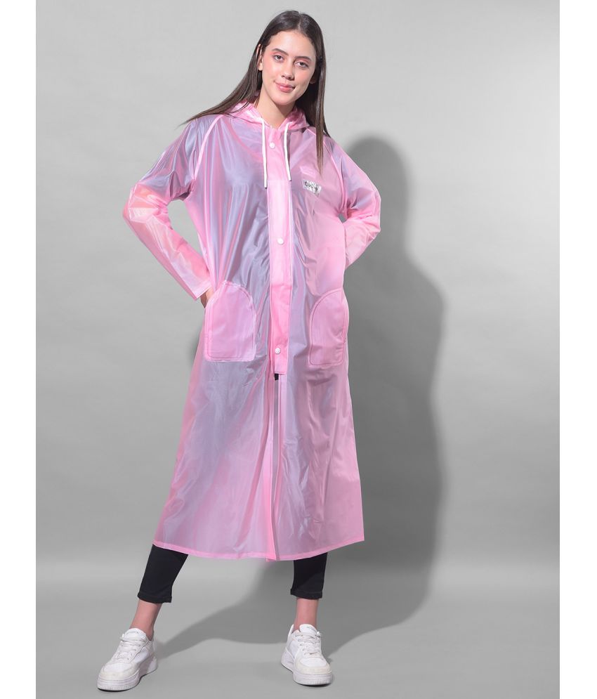     			Dollar Polyester Long Raincoat - Pink