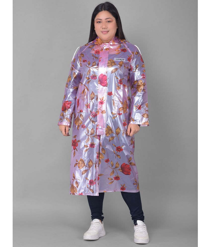     			Dollar Polyester Long Raincoat - Pink