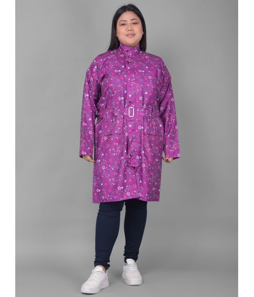     			Dollar Polyester Long Raincoat - Purple