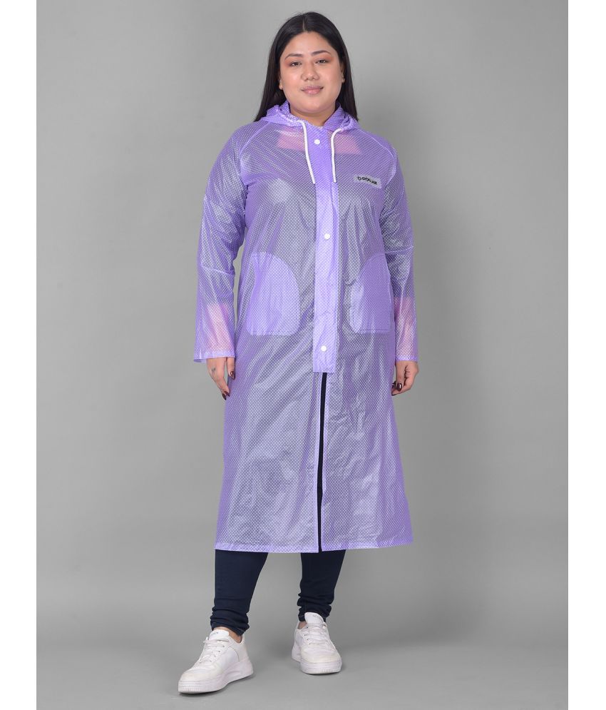     			Dollar Polyester Long Raincoat - Purple