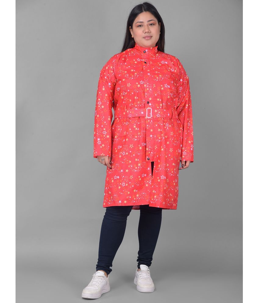     			Dollar Polyester Long Raincoat - Red