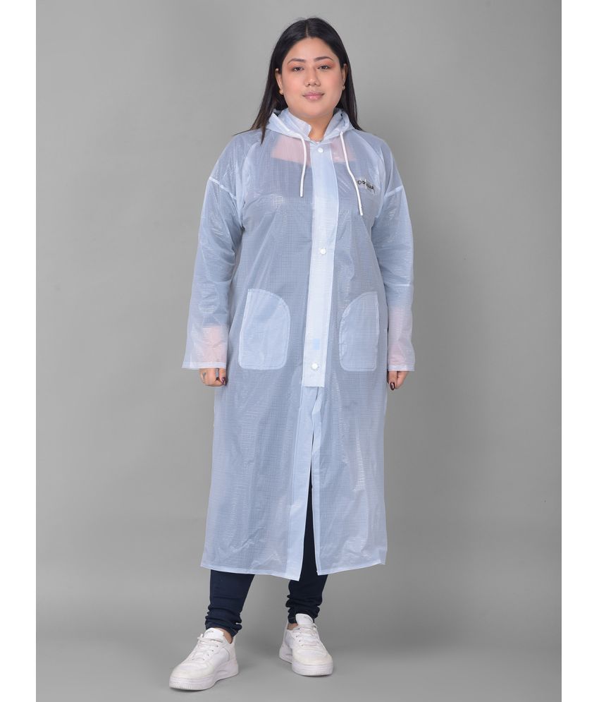     			Dollar Polyester Long Raincoat - White