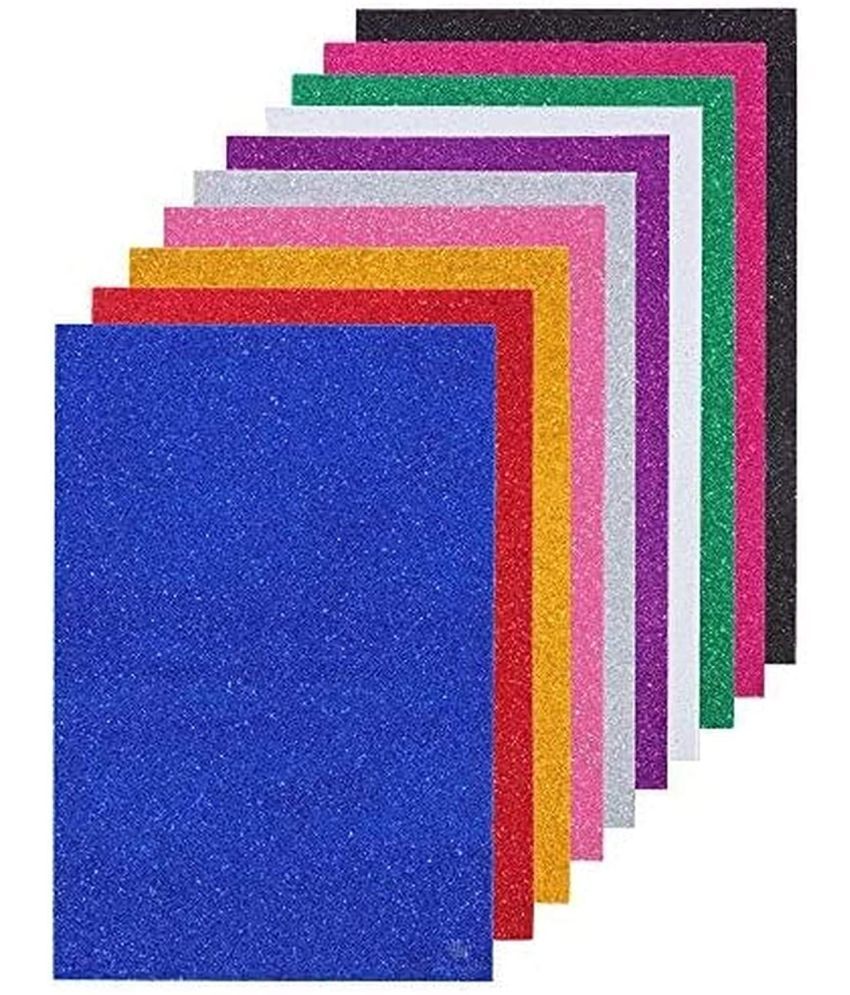     			ECLET A4 Glitter Foam Sheet Sparkles 2 mm Thick 10 Different Color, for Art & Craft