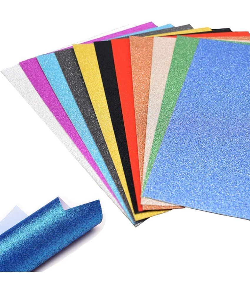     			ECLET A4 Glitter Foam Sheet Sparkles 2 mm Thick 10 Different Color, for Art & Craft