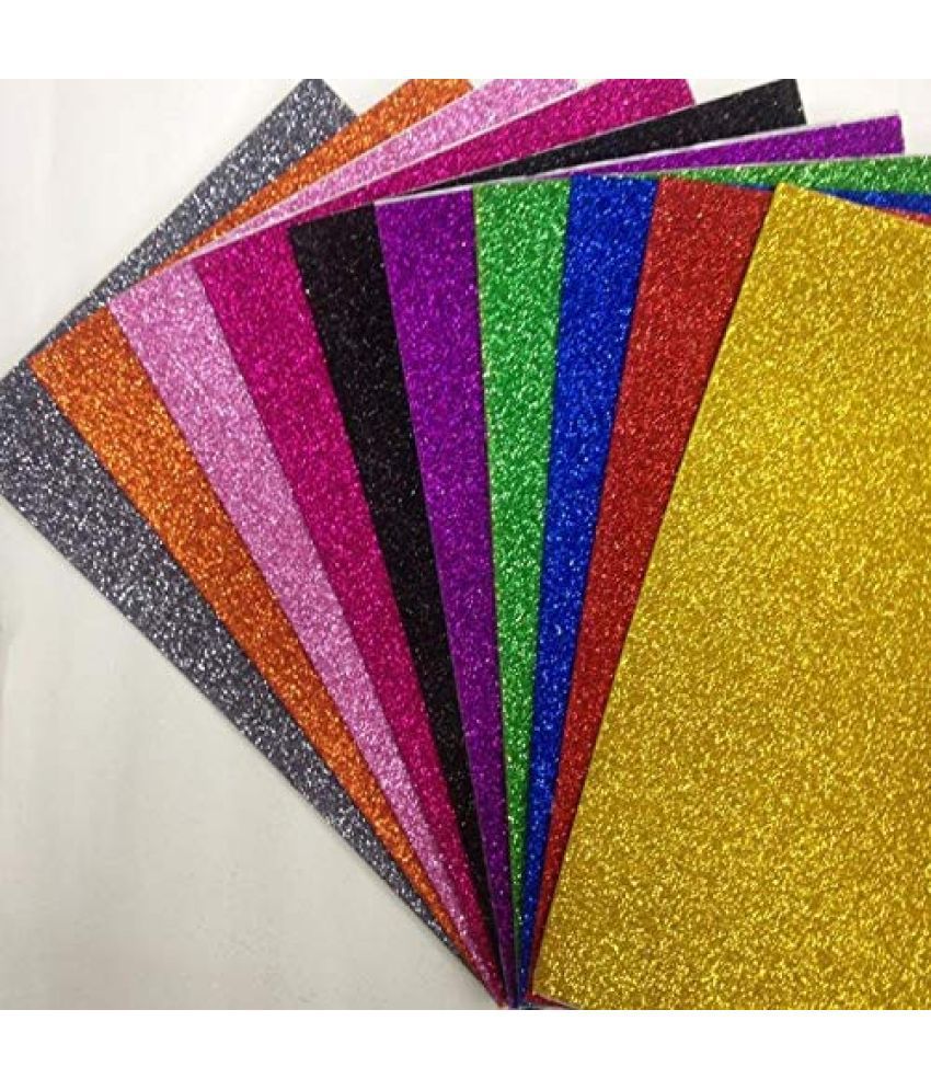     			ECLET A4 Glitter Foam Sheet Sparkles 2 mm Thick 10 Different Color, for Art & Craft