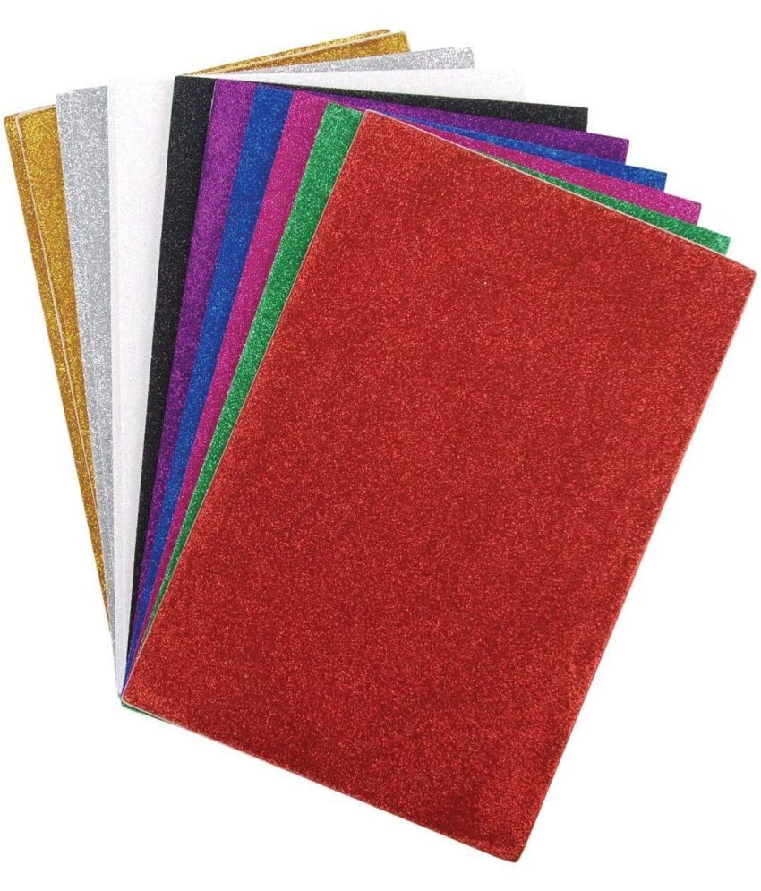     			ECLET A4 Glitter Foam Sheet Sparkles 2 mm Thick 10 Different Color, for Art & Craft