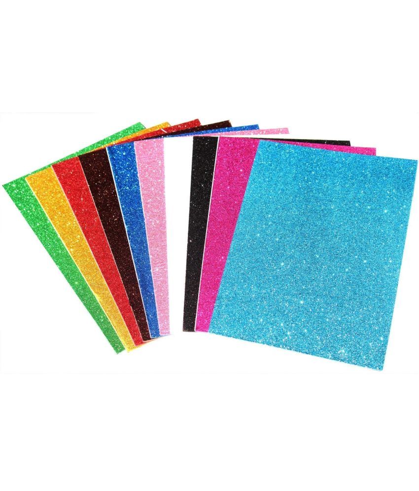     			ECLET A4 Glitter Foam Sheet Sparkles 2 mm Thick 10 Different Color, for Art & Craft