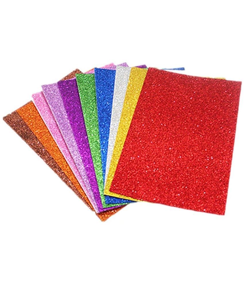     			ECLET A4 Glitter Foam Sheet Sparkles 2 mm Thick 10 Different Color, for Art & Craft