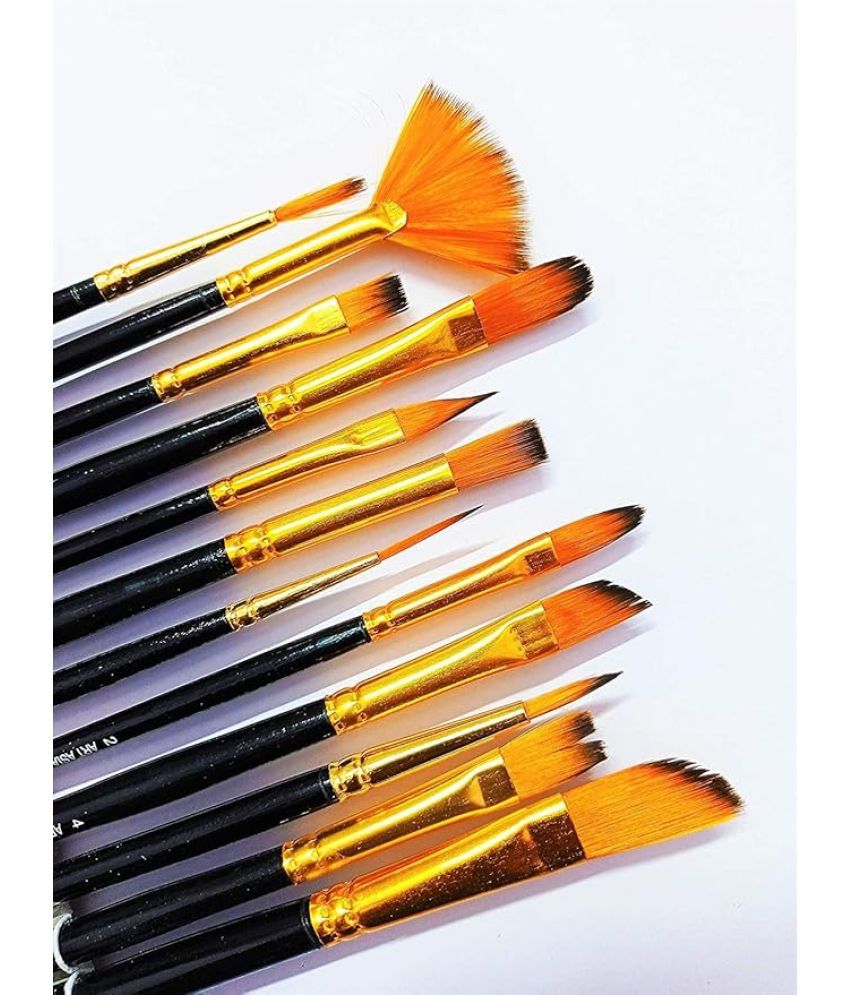     			ECLET Art Artist Quality Synthetic Assorted Brush Set of 12 pc