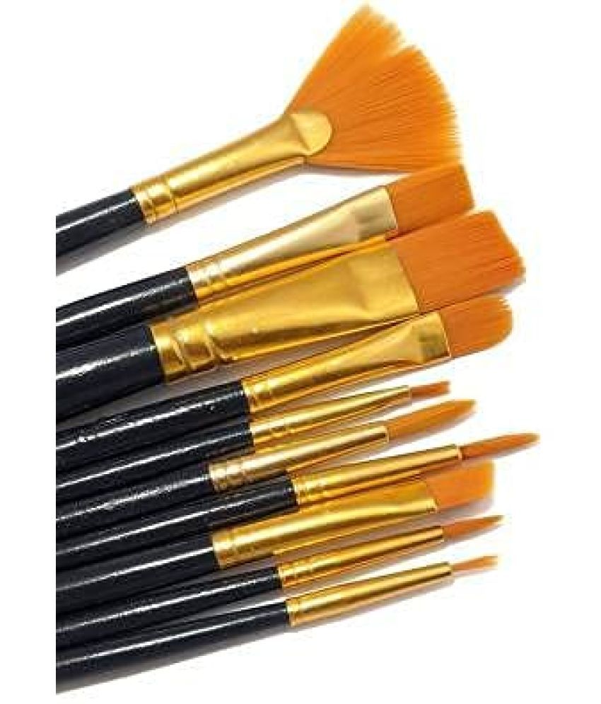     			ECLET Craft Paint Brushes Set of 12 Professional Round Pointed Tip Nylon Hair Artist Acrylic Paint Brush for Acrylic/Watercolor/Oil Painting Poster,Students, Artist, Color_Black