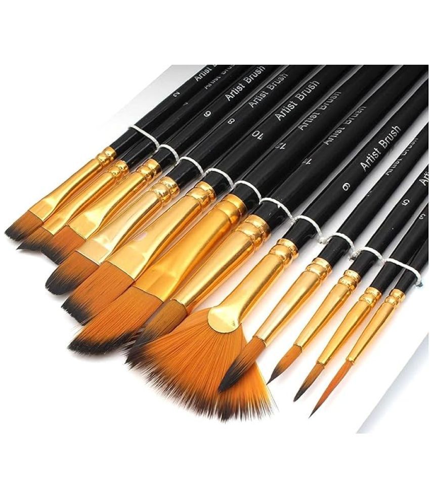     			ECLET Craft Painting Brushes Set of 12 Professional Round Pointed Tip Nylon Hair Artist Acrylic Paint Brush for Acrylic/Watercolor/Oil Painting(H)