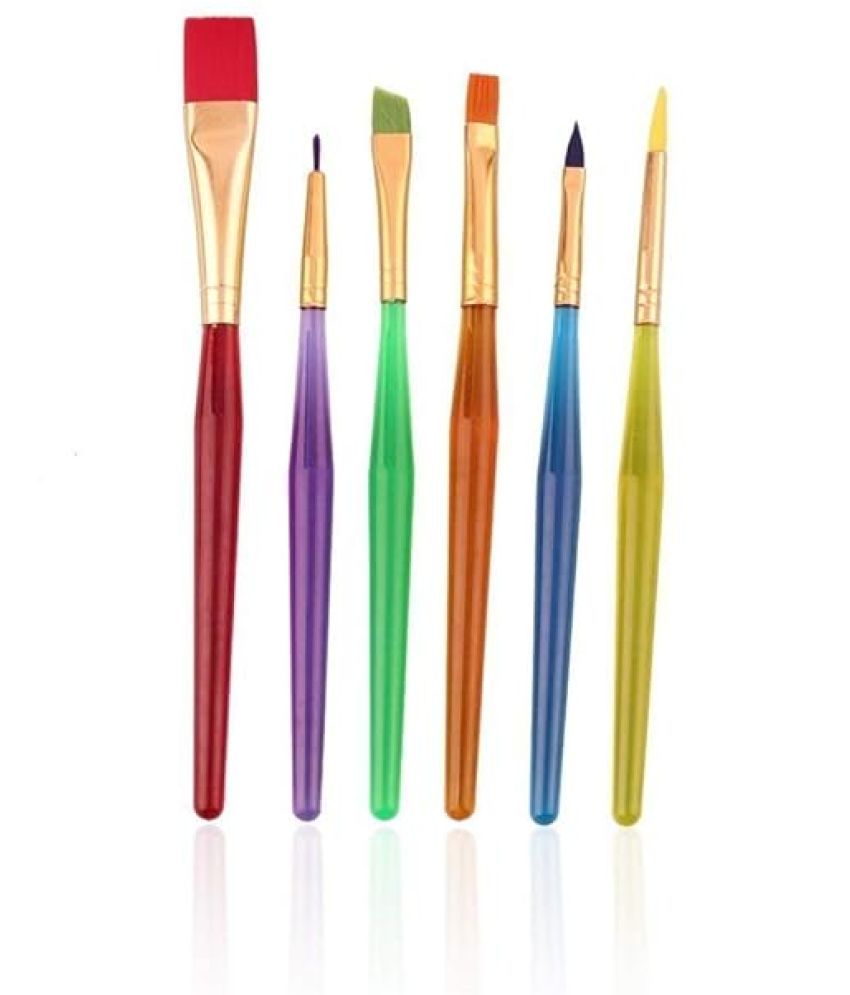     			ECLET Set of 6 Different Sizes Synthetic Flat Paint Brush for Oil, Nail Brush Art, Artist Acrylic Painting