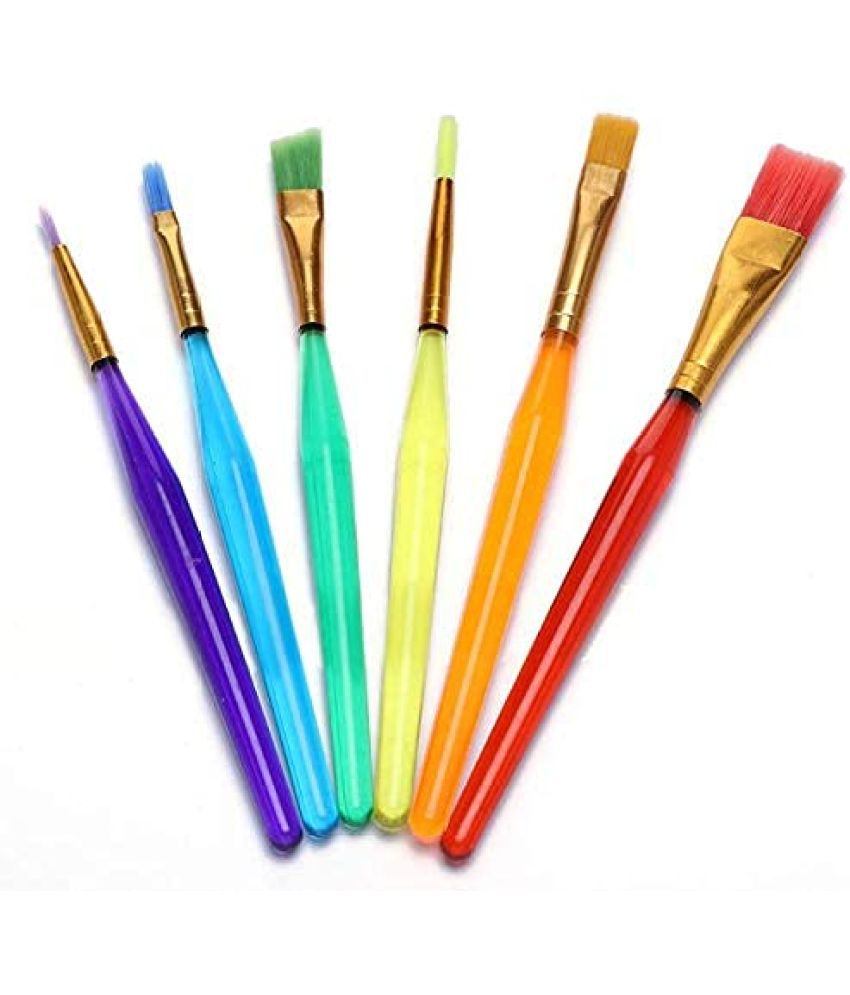     			ECLET Set of 6 Different Sizes Synthetic Flat Paint Brush for Oil, Acrylic Paintings Brush