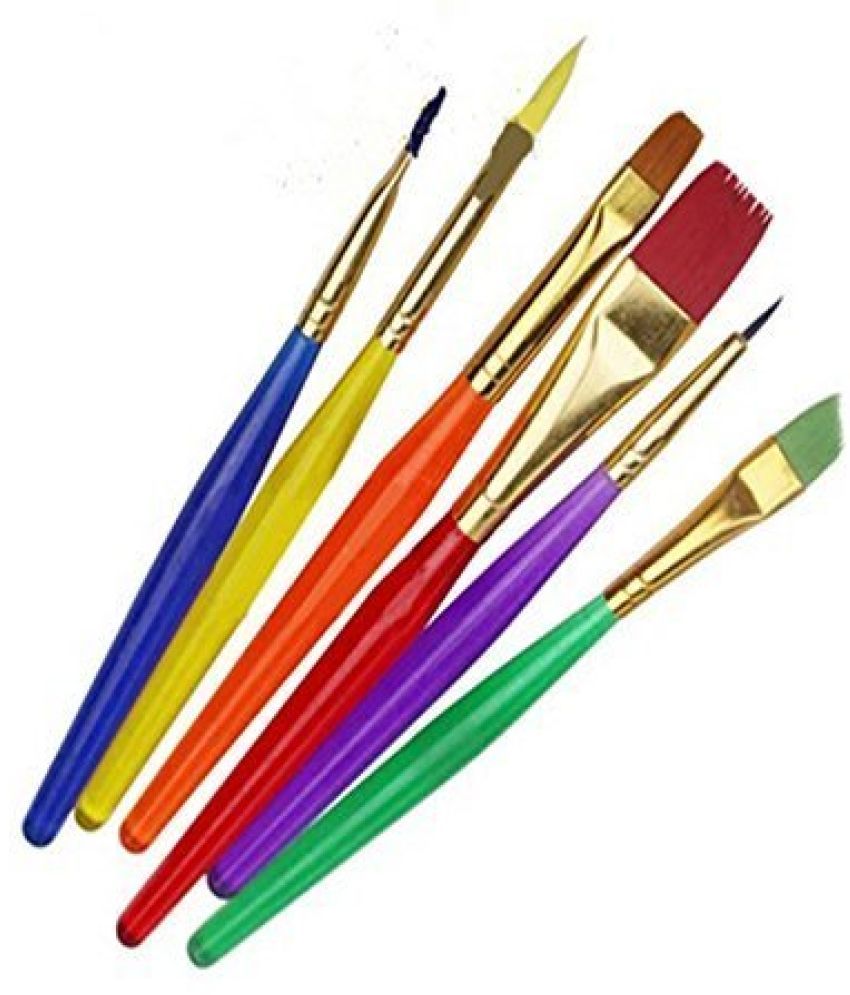     			ECLET Set of 6 Different Sizes Synthetic Flat Paint Brush for Oil, Nail Brush Art, Artist Acrylic Painting