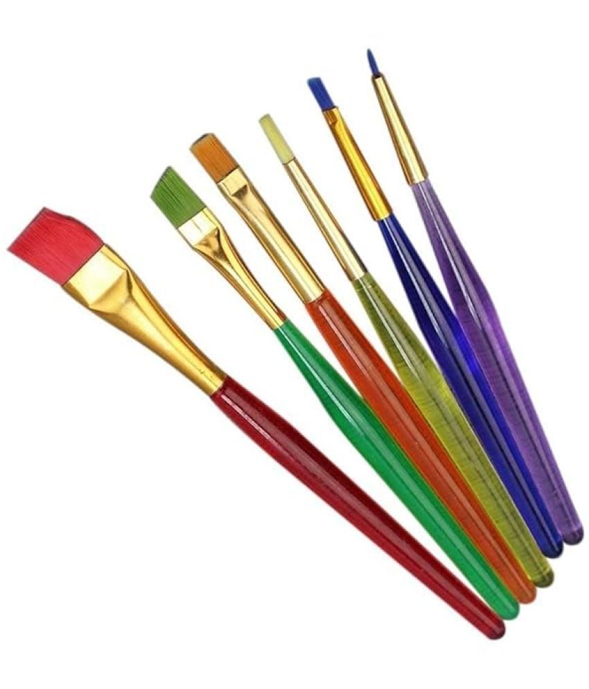     			ECLET Set of 6 Different Sizes Synthetic Flat Paint Brush for Oil, Nail Brush Art, Artist Acrylic Painting