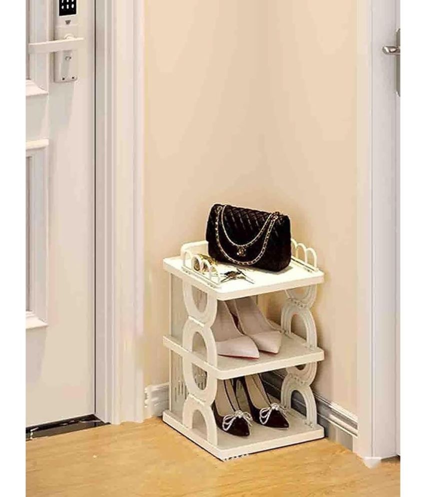     			House Of Quirk Plastic 3 Tier Shoe Rack White