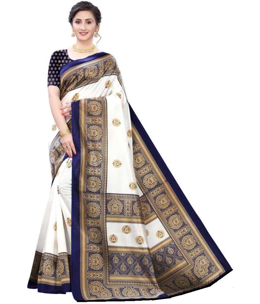     			Kanooda Prints Art Silk Printed Saree With Blouse Piece - Blue ( Pack of 1 )