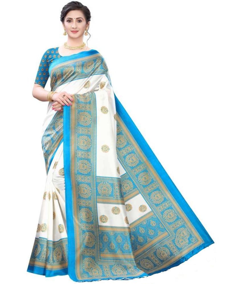     			Kanooda Prints Art Silk Printed Saree With Blouse Piece - Rama ( Pack of 1 )