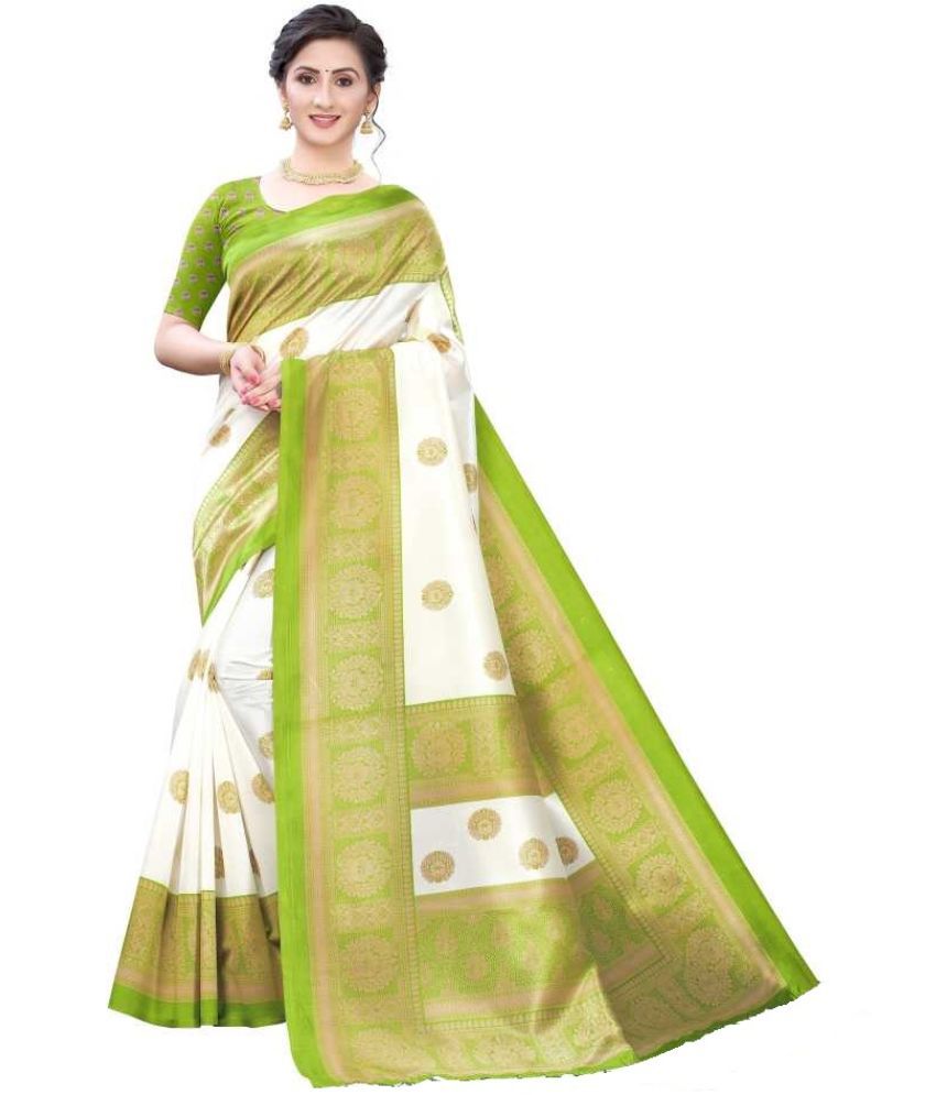     			Kanooda Prints Art Silk Printed Saree With Blouse Piece - Green ( Pack of 1 )