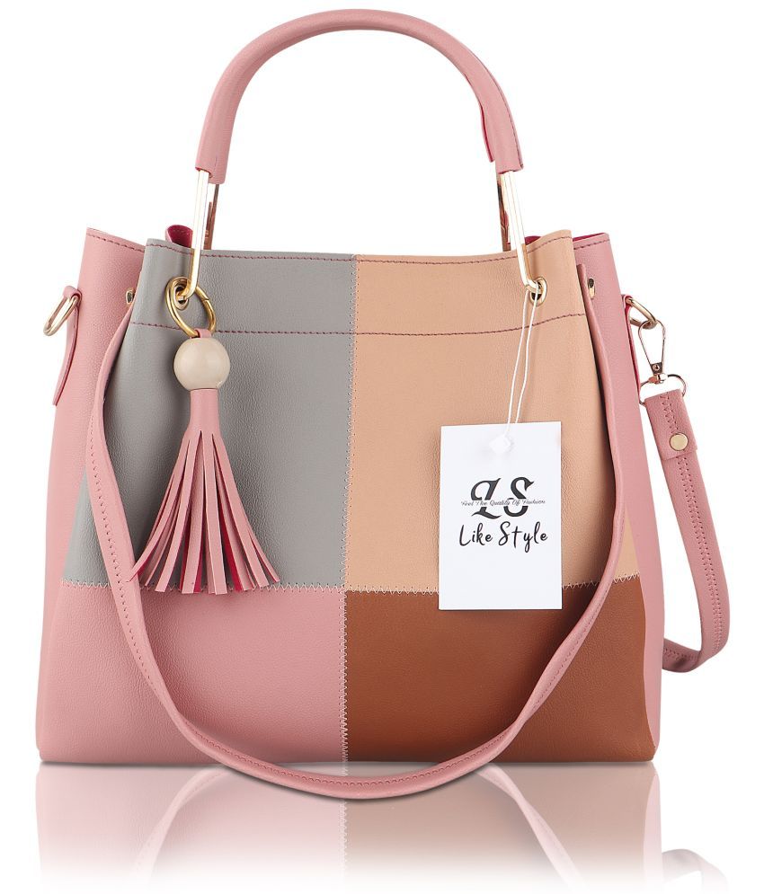     			LIKE STYLE Pink PU Shoulder Bag