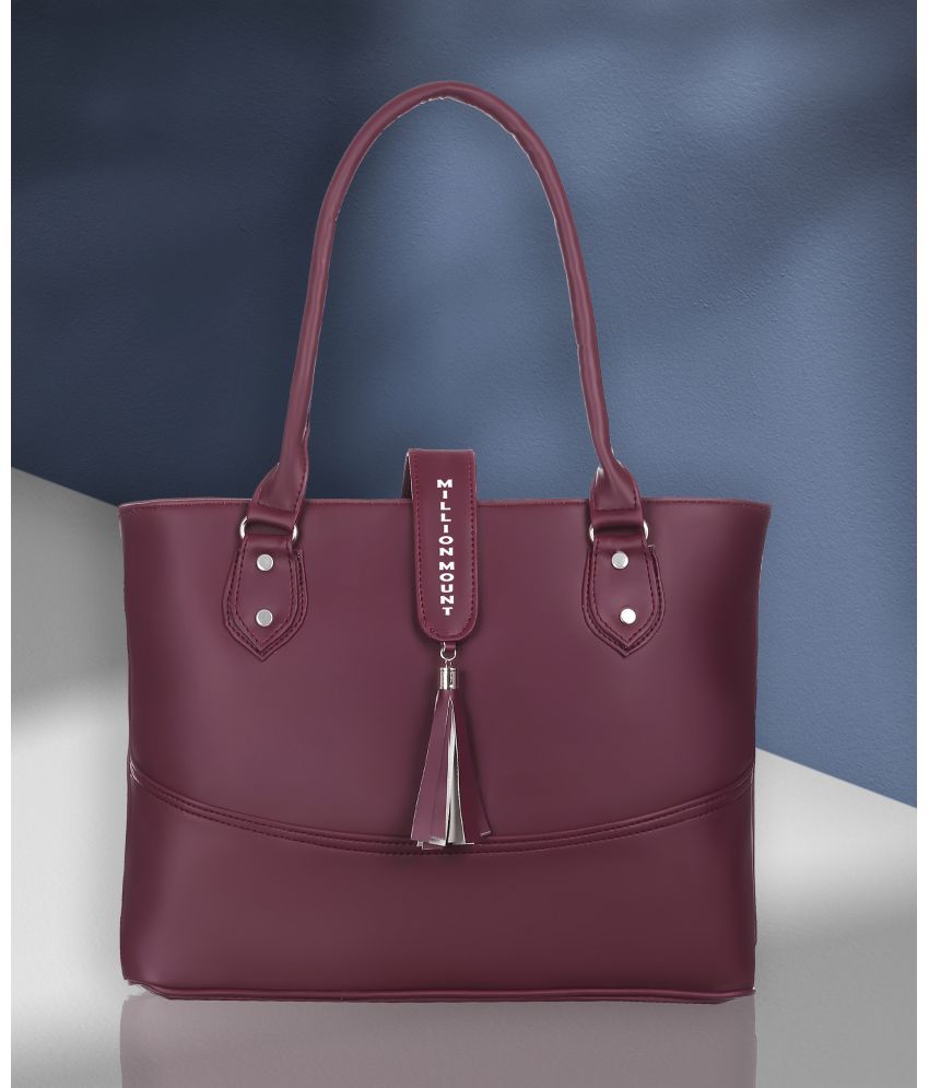     			MILLION MOUNT Maroon PU Shoulder Bag