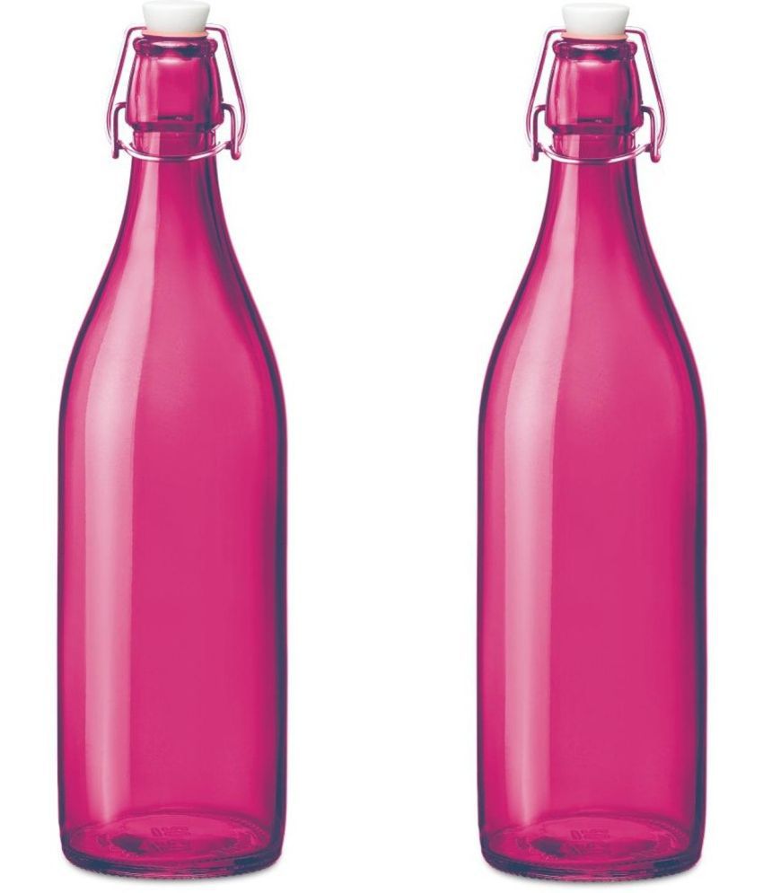     			Somil Storage Milk Bottle Glass Transparent Milk Container ( Set of 2 )