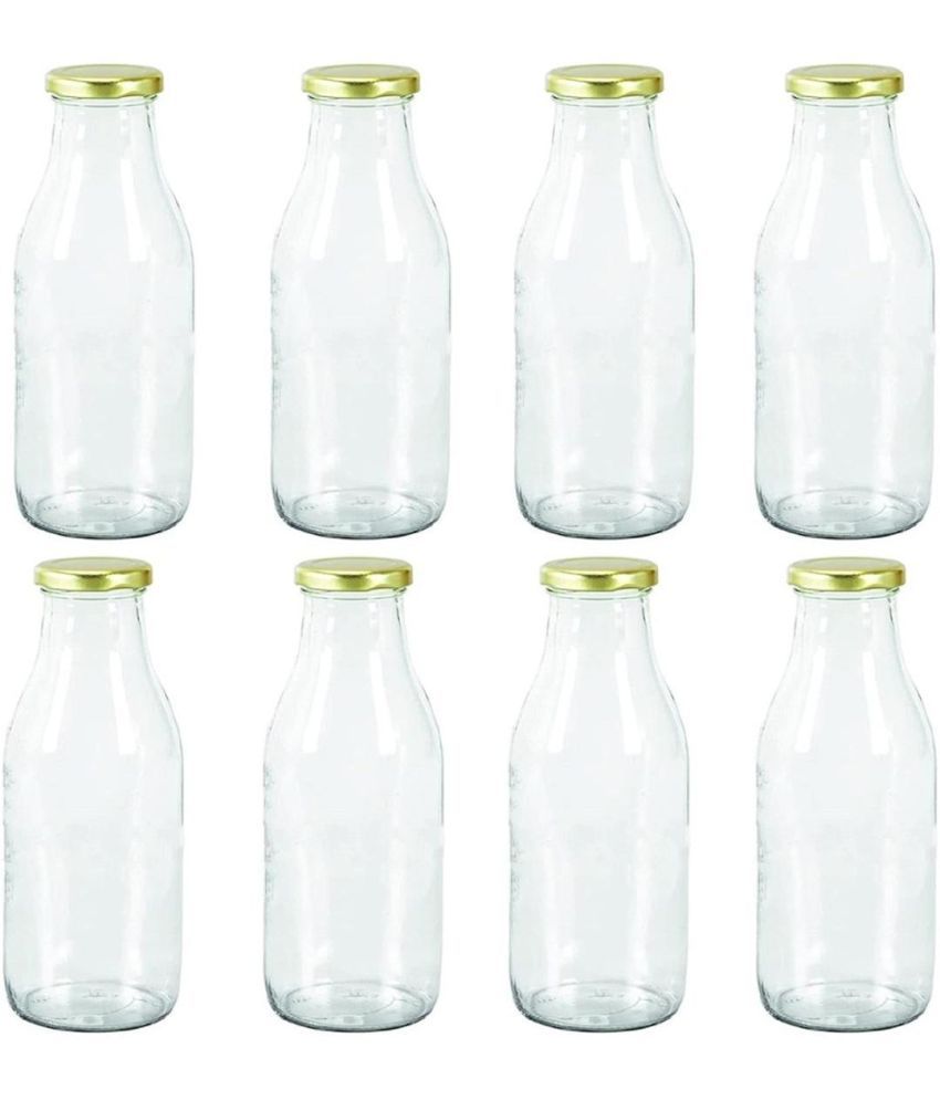     			Somil Storage Milk Bottle Glass Transparent Milk Container ( Set of 8 )