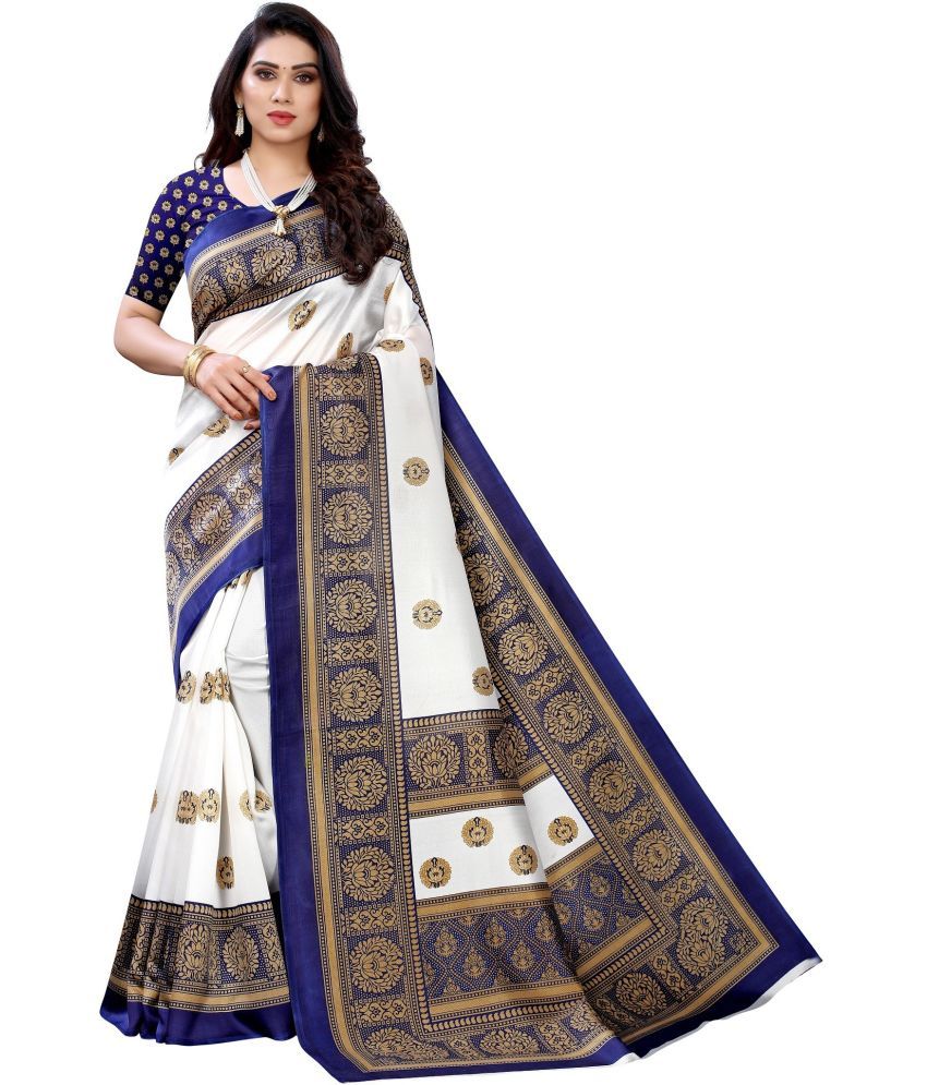     			Vkaran Cotton Silk Applique Saree Without Blouse Piece - Navy Blue ( Pack of 1 )