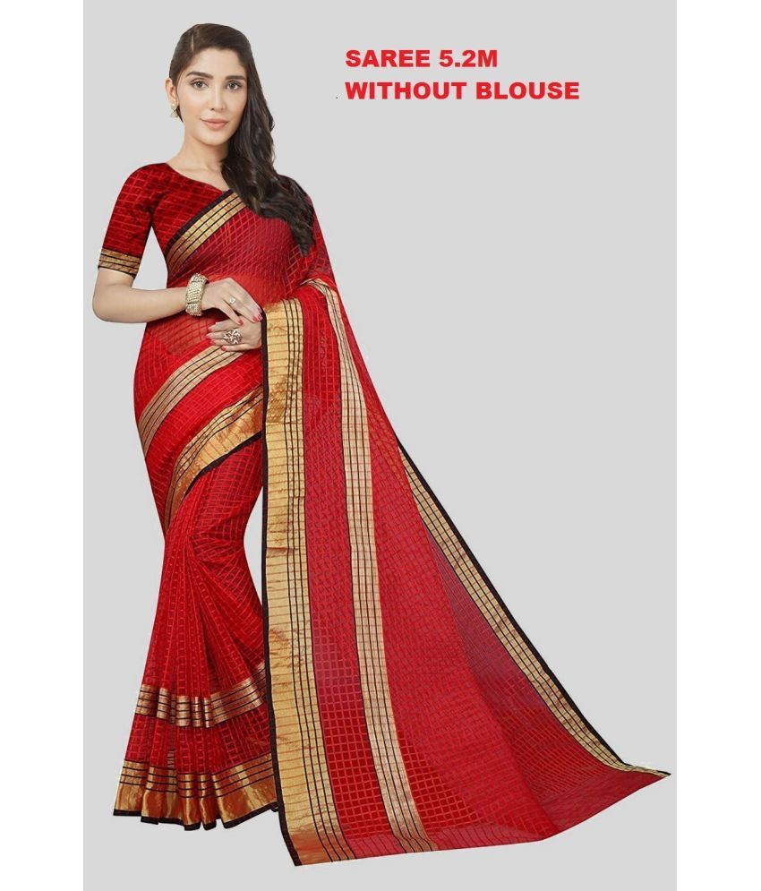     			Vkaran Cotton Silk Applique Saree Without Blouse Piece - Gold ( Pack of 1 )