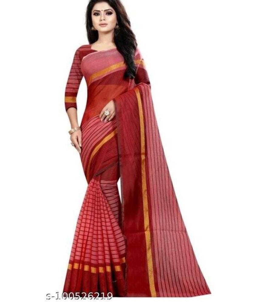     			Vkaran Cotton Silk Applique Saree Without Blouse Piece - Maroon ( Pack of 1 )