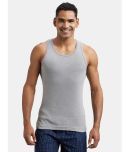 Jockey FP04 Men Super Combed Cotton Rib Round Neck Sleeveless Vest - Grey Melange & Teal Green