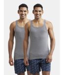 Jockey US26 Men Super Combed Cotton Rib Square Neckline Gym Vest - Mid Grey Melange (Pack of 2)