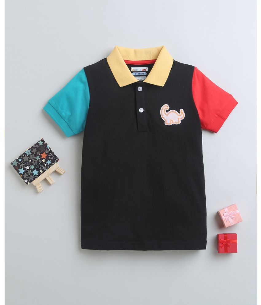     			BUMZEE Black Cotton Boy's Polo T-Shirt ( Pack of 1 )