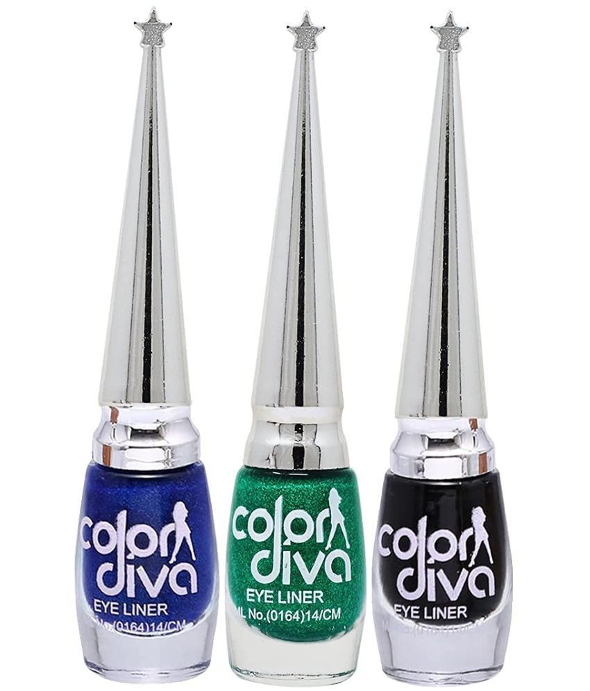     			Color Diva Eye Liner, Water Resistant, Long-Lasting, 6ml (Blue, Green, Black)