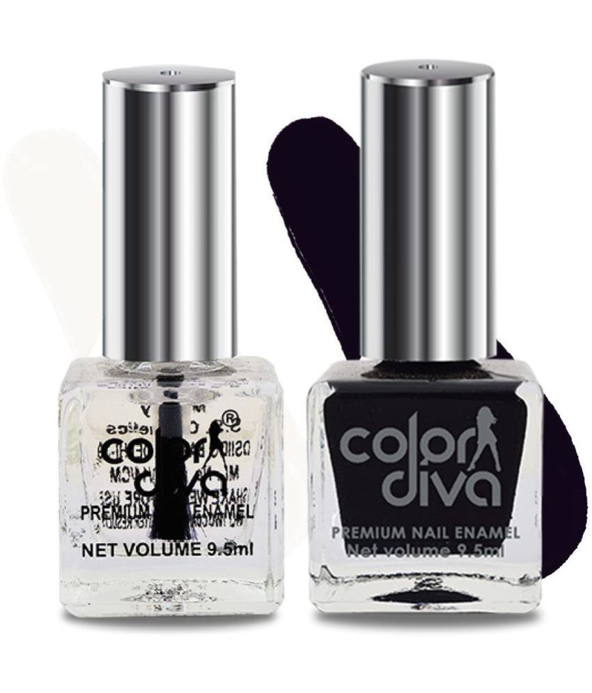     			COLOR DIVA Dove Rich Black Nail Polish, 9.5ml | Quick-Drying, High Shine & Chip-Resistant Pack Of 2