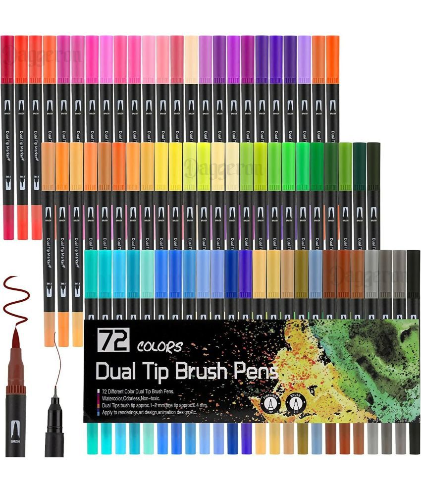     			Dual Tip Brush Marker Pens, 72 Color Markers, Fine Tip and Brush Tip Art Markers